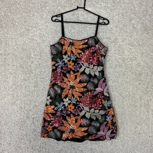 Blue B Collection Colorful Sequin Mini Dress Large